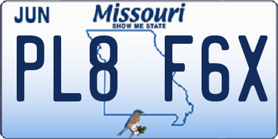 MO license plate PL8F6X