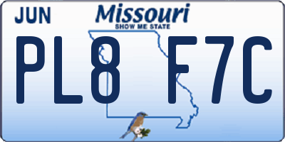 MO license plate PL8F7C