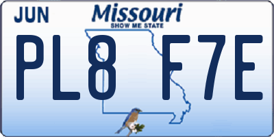 MO license plate PL8F7E