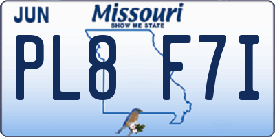 MO license plate PL8F7I