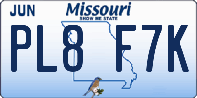 MO license plate PL8F7K