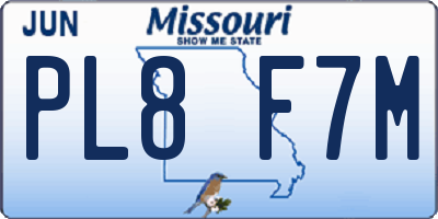 MO license plate PL8F7M