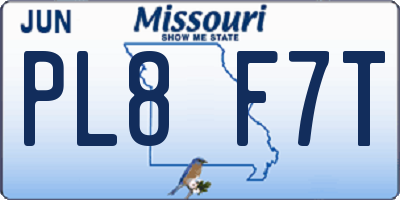 MO license plate PL8F7T