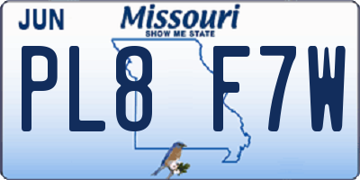MO license plate PL8F7W