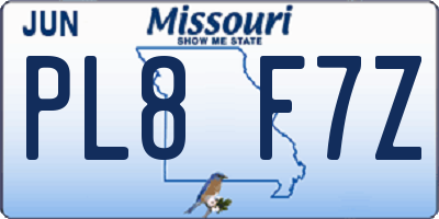 MO license plate PL8F7Z