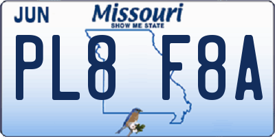 MO license plate PL8F8A