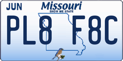 MO license plate PL8F8C