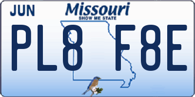 MO license plate PL8F8E