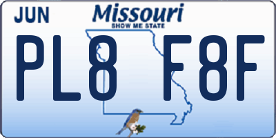 MO license plate PL8F8F