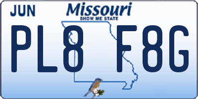 MO license plate PL8F8G