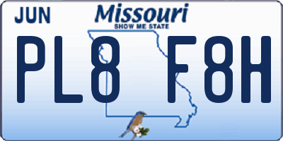 MO license plate PL8F8H