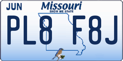 MO license plate PL8F8J