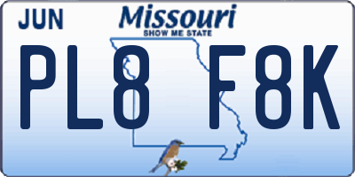 MO license plate PL8F8K