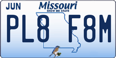 MO license plate PL8F8M