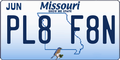 MO license plate PL8F8N