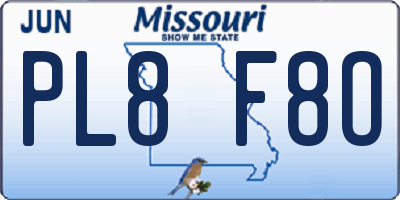 MO license plate PL8F8O