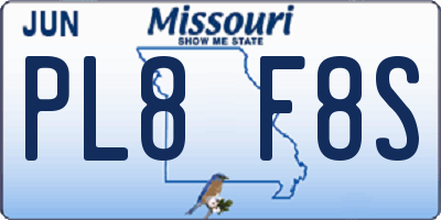 MO license plate PL8F8S