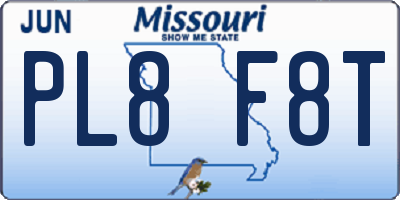 MO license plate PL8F8T