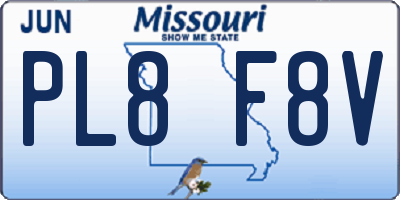 MO license plate PL8F8V