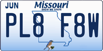 MO license plate PL8F8W