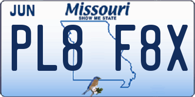 MO license plate PL8F8X