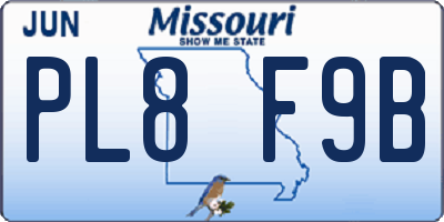 MO license plate PL8F9B