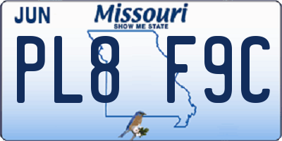 MO license plate PL8F9C