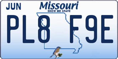 MO license plate PL8F9E
