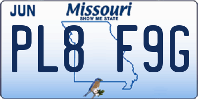 MO license plate PL8F9G