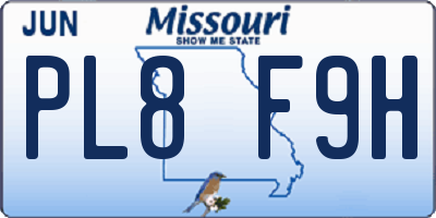 MO license plate PL8F9H