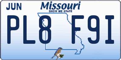 MO license plate PL8F9I