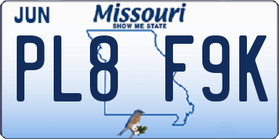 MO license plate PL8F9K