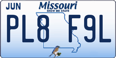 MO license plate PL8F9L