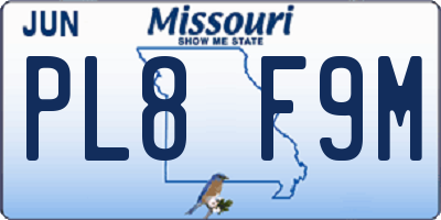 MO license plate PL8F9M