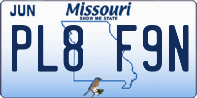 MO license plate PL8F9N