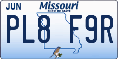 MO license plate PL8F9R