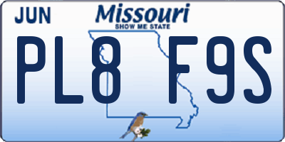 MO license plate PL8F9S