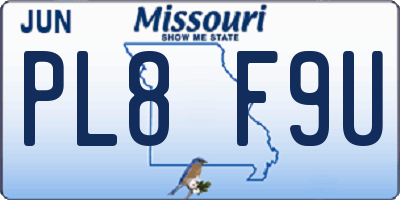 MO license plate PL8F9U