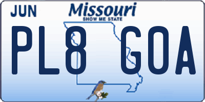 MO license plate PL8G0A