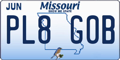 MO license plate PL8G0B