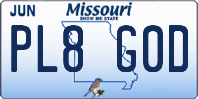 MO license plate PL8G0D