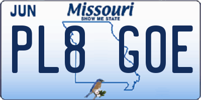 MO license plate PL8G0E