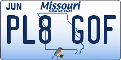 MO license plate PL8G0F