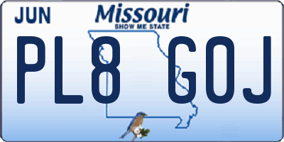MO license plate PL8G0J