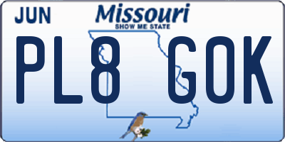 MO license plate PL8G0K