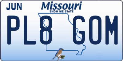 MO license plate PL8G0M