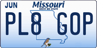 MO license plate PL8G0P