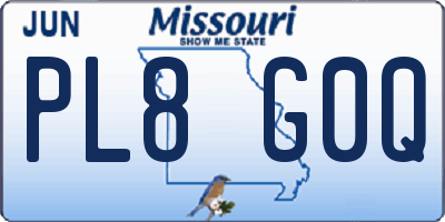 MO license plate PL8G0Q