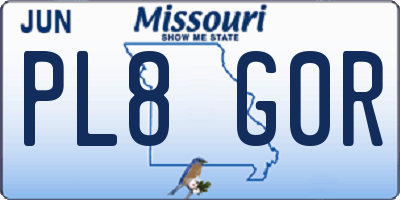 MO license plate PL8G0R