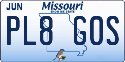 MO license plate PL8G0S